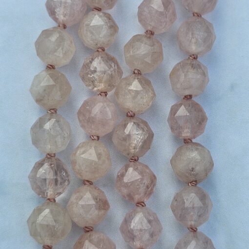 Morganit (Beryll, facettiert) -Mala mit 925 Silberquaste und Armband – Bild 2