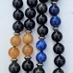 Alternative view of Obsidian-Chakra-Mala (1) mit Edelstahlanhänger (Blume des Lebens)