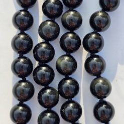 Alternative view of Obsidian-Chakra-Mala (2) mit gelbem Aragonit-Donut