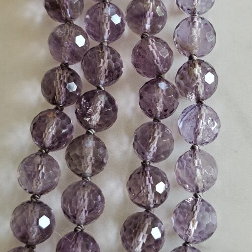 Amethyst (hell und facettiert) -Mala mit Kreuzanhänger aus 925 Silber und Amethyst sowie Armband – Bild 2
