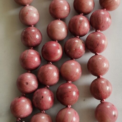 Rhodonit-Mala mit Rhodonit-Donut und Armband – Bild 2