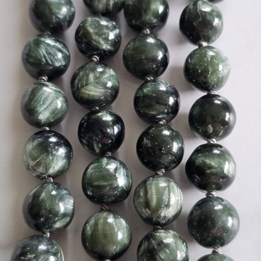 Seraphinit-Bergkristall-Mala mit Seraphinit-Anhänger (Oval) und Armband – Bild 2