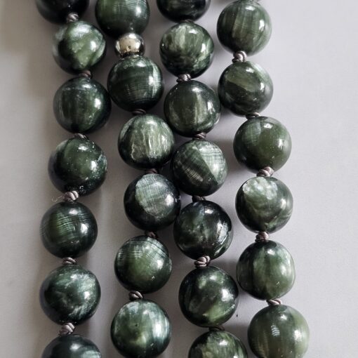 Seraphinit-Mala (1) mit Seraphinit-Anhänger (Oval) und Armband  – Bild 2