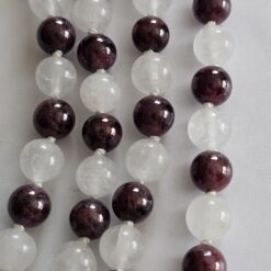 Alternative view of Granat-Milchquarz-Mala mit Edelstahl-Anhänger (Herz im Herzen)