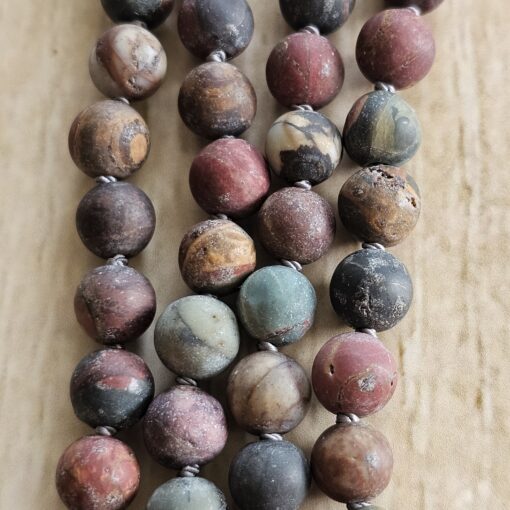 Jaspis („Picasso-Jaspis“, matt) -Mala mit „Picasso-Jaspis“-Anhänger (Oval) – Bild 2