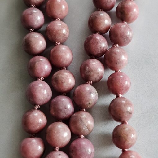 Thulit-Rosenquarz-Mala mit Thulit-Anhänger (Oval) und Armband – Bild 2