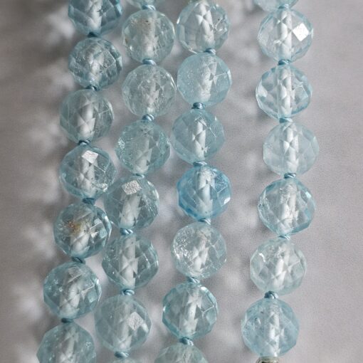 Topas (blau und facettiert) -Mala mit blauem Topas-Anhänger (Freiform) und Armband – Bild 2
