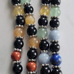 Alternative view of Turmalin (schwarz) -Chakra-Mala (2) mit grünem Aventurinquarz-Donut