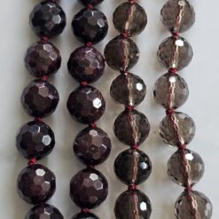 Alternative view of Granat (facettiert) -Rauchquarz (facettiert) -Rosenquarz (facettiert) -Mala (2) mit Edelstahl-Anhänger (Engelsflügel) und Armband