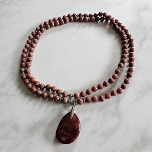 Thulit-Mala (2) mit Thulit-Anhänger (Freiform) und Armband – Bild 3
