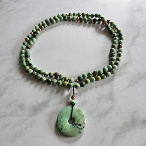 Variscit-Kupfer-Mala mit Variscit-Donut und Armband – Bild 3