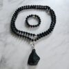 Heliotrop-Mala mit Heliotrop-Anhänger (Freiform) und Armband