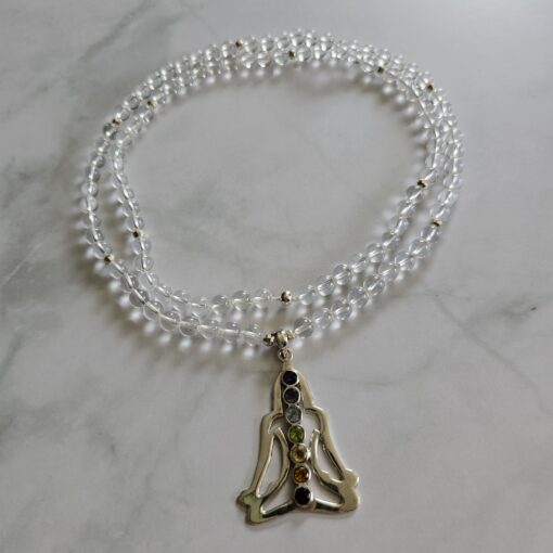 Bergkristall-Mala mit Chakra-Anhänger (Yoga-Figur) – Bild 3