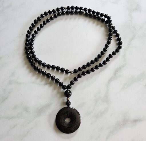 Granat (dunkel) -Mala mit Granat-Donut und Armband – Bild 3
