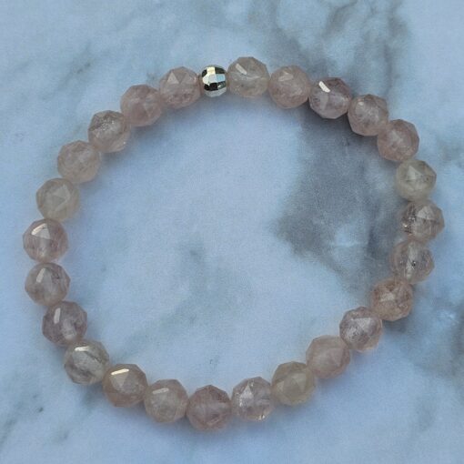 Morganit (Beryll, facettiert) -Mala mit 925 Silberquaste und Armband – Bild 4