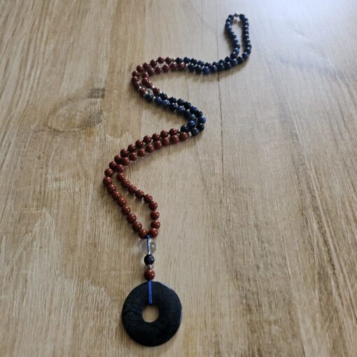 Dumortierit-Jaspis (rot) -Mala (1) mit Dumortierit-Donut – Bild 4