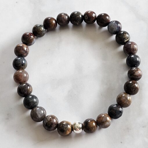 Pietersit-Mala (1) mit Pietersit-Anhänger (Freiform) und Armband – Bild 4