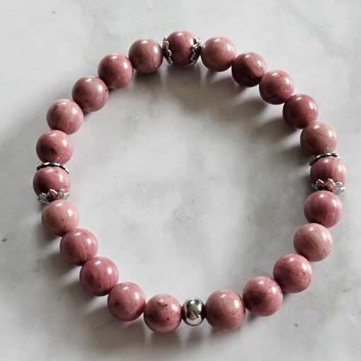 Rhodonit-Mala mit Rhodonit-Donut und Armband – Bild 4