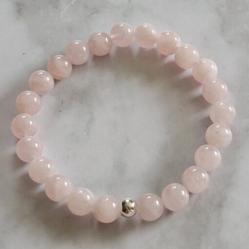 Rosenquarz-Bergkristall-Mala mit Rosenquarz-Anhänger (Freiform) und Armband – Bild 4