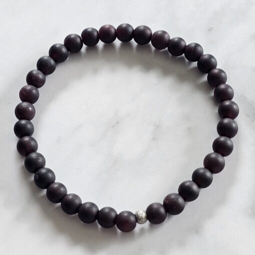 Granat (matt) -Mala mit Granat-Anhänger (Freiform) und Armband – Bild 4