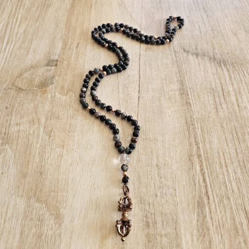 Phlogopit-Kupfer-Mala (5) mit Kupfer-Anhänger (Dorje) – Bild 4