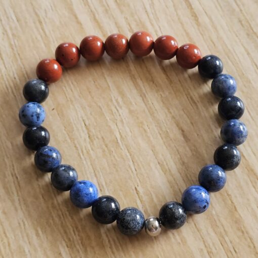 Dumortierit-Jaspis (rot) -Mala (1) mit Dumortierit-Donut und Armband – Bild 4