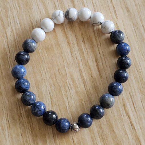 Dumortierit-Magnesit-Mala (1) mit Dumortierit-Donut und Armband – Bild 4