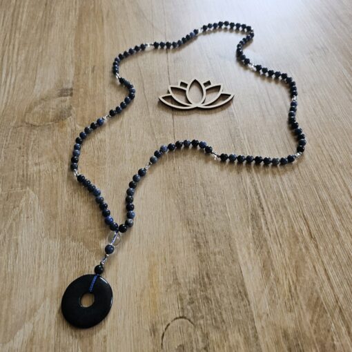 Dumortierit-Bergkristall-Mala mit Dumortierit-Donut – Bild 5