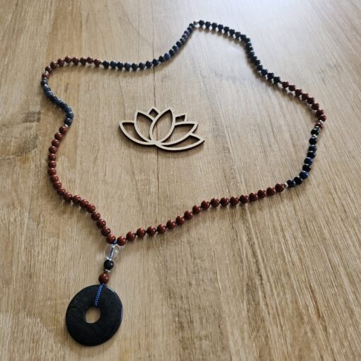 Dumortierit-Jaspis (rot) -Mala (1) mit Dumortierit-Donut – Bild 5