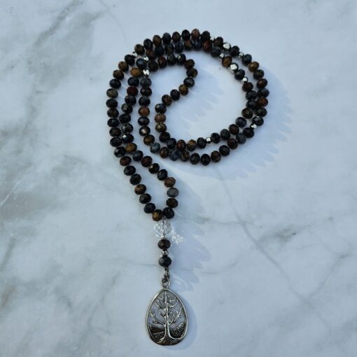Pietersit (facettierte Rondelle) -Mala mit Edelstahlanhänger und Armband – Bild 5