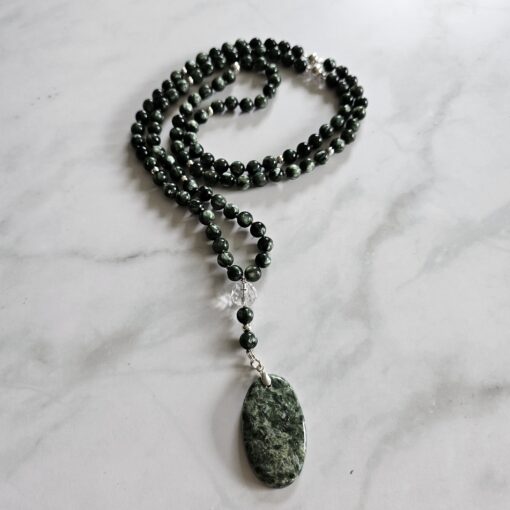 Seraphinit-Mala (1) mit Seraphinit-Anhänger (Oval) und Armband  – Bild 5