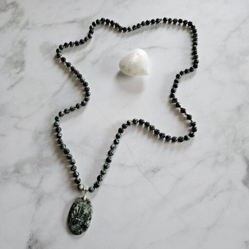 Seraphinit-Mala (2) mit Seraphinit-Anhänger (Oval) – Bild 5