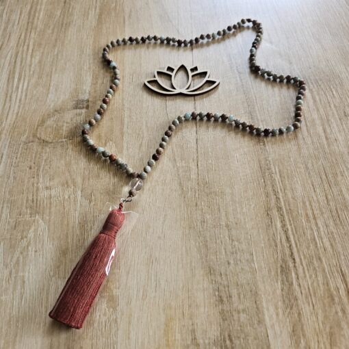 Jaspis („Shoushan-Jaspis") -Mala (2) mit Baumwollquaste: – Bild 5