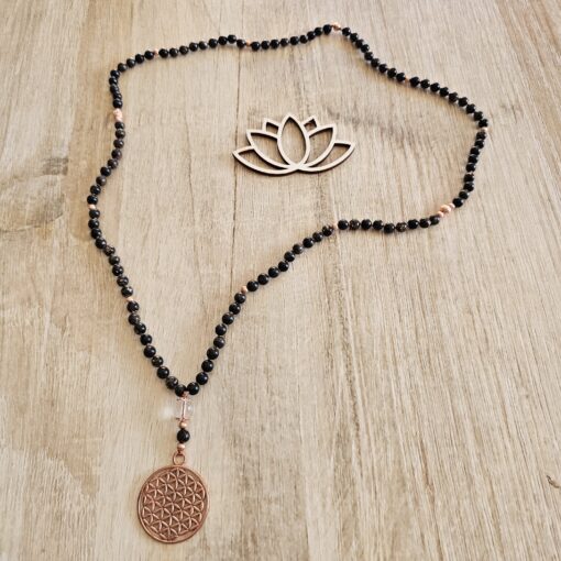 Phlogopit-Kupfer-Mala (3) mit Kupfer-Anhänger (Blume des Lebens) – Bild 5