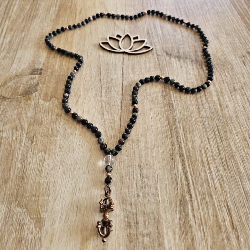 Phlogopit-Kupfer-Mala (5) mit Kupfer-Anhänger (Dorje) – Bild 5