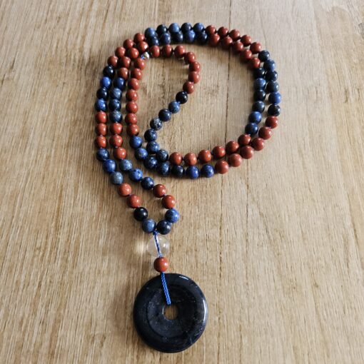 Dumortierit-Jaspis (rot) -Mala (1) mit Dumortierit-Donut und Armband – Bild 5