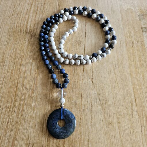 Dumortierit-Magnesit-Mala (1) mit Dumortierit-Donut und Armband – Bild 5