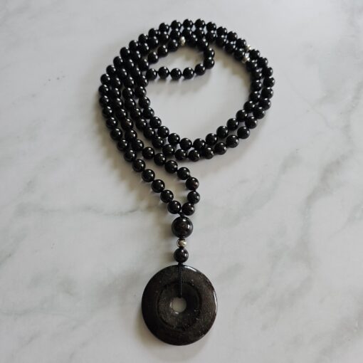Granat (dunkel) -Mala mit Granat-Donut und Armband – Bild 5