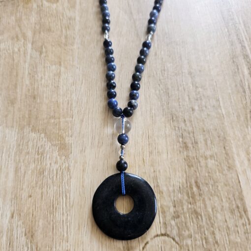 Dumortierit-Bergkristall-Mala mit Dumortierit-Donut – Bild 6