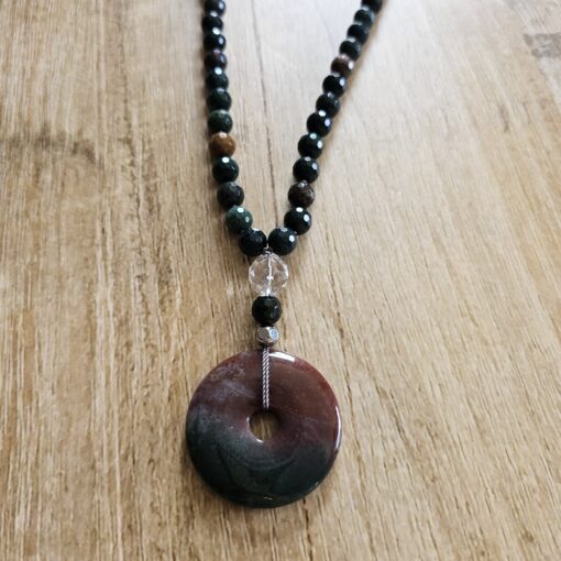 Heliotrop (facettiert) -Mala (2) mit Heliotrop-Donut – Bild 6