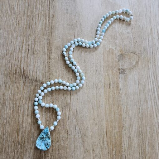 Hemimorphit-Mala mit Hemimorphit-Drusen-Anhänger und Armband – Bild 6