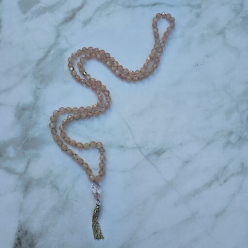Morganit (Beryll, facettiert) -Mala mit 925 Silberquaste und Armband – Bild 6