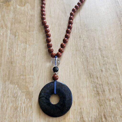 Dumortierit-Jaspis (rot) -Mala (1) mit Dumortierit-Donut – Bild 6