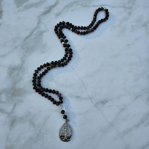Pietersit (facettierte Rondelle) -Mala mit Edelstahlanhänger und Armband – Bild 6