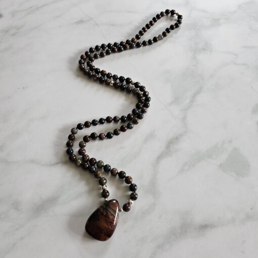 Pietersit-Mala (1) mit Pietersit-Anhänger (Freiform) und Armband – Bild 6