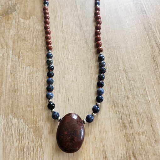 Dumortierit-Jaspis (rot) -Mala (2) mit einem Harzer Blutstein-Anhänger – Bild 6