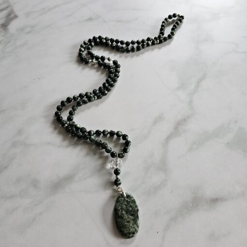 Seraphinit-Mala (1) mit Seraphinit-Anhänger (Oval) und Armband  – Bild 6