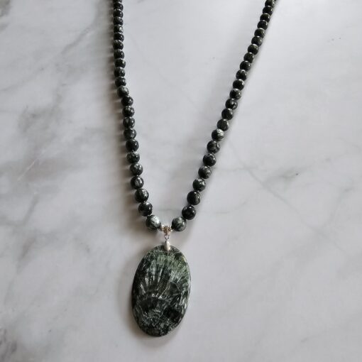 Seraphinit-Mala (2) mit Seraphinit-Anhänger (Oval) – Bild 6