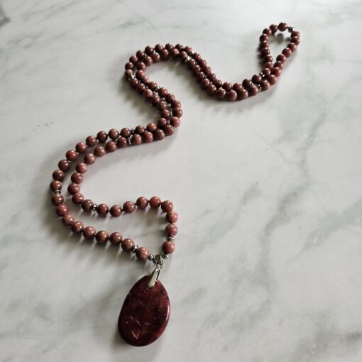 Thulit-Mala (2) mit Thulit-Anhänger (Freiform) und Armband – Bild 6
