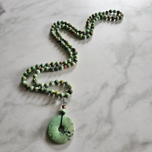 Variscit-Kupfer-Mala mit Variscit-Donut und Armband – Bild 6